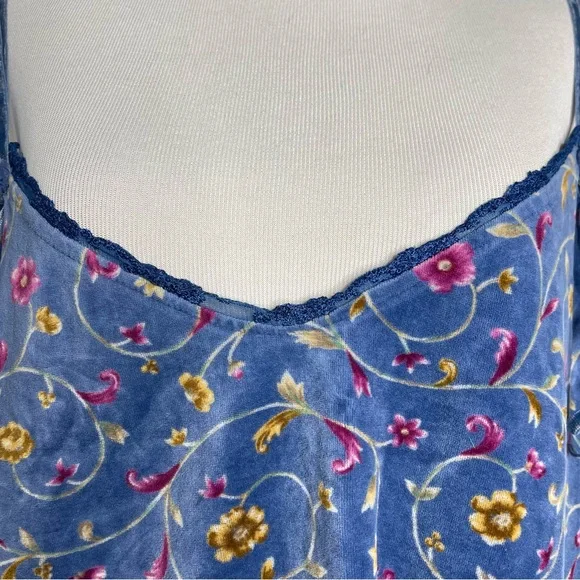 Vintage Victorias Secret Country Velour Velvet Ditsy Floral Lace Trim Tank Top - Picture 8 of 17